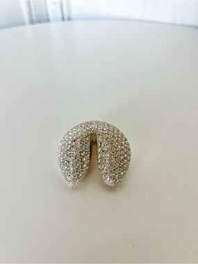 Things Remembered Fortune Cookie Trinket Box Rhinestone Silver Tone